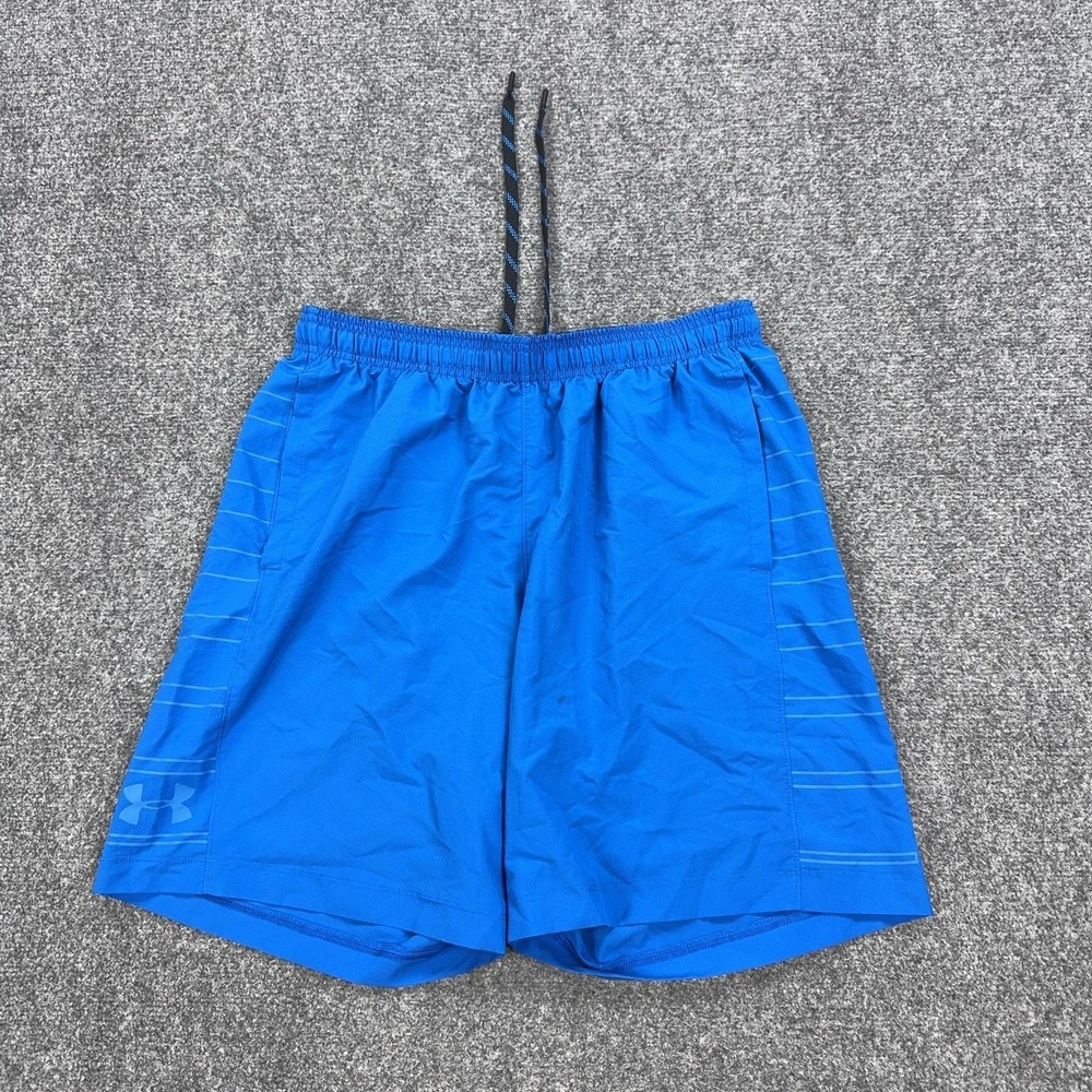 Under Armour Shorts Mens Large Blue Microfiber HeatGear 8 Inseam Athletic Gym